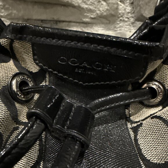 Authentic Rare Coach Black Stripe Bucket w/Patent Leather No M1382-F30581 - Picture 3 of 12